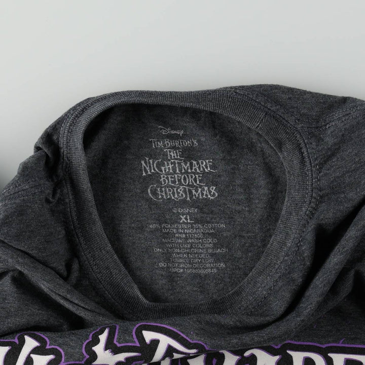THE NIGHTMARE BEFORE CHRISTMAS Character Print T-Shirt (Men's XL equivalent) cotton Charcoal Vintage Second Hand