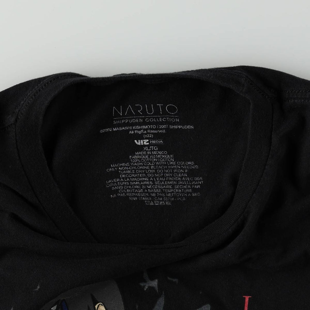 NARUTO SHIPPUDEN Naruto Shippuden Uchiha Itachi Anime Character Print T-Shirt Men's XL cotton black type Vintage Second Hand