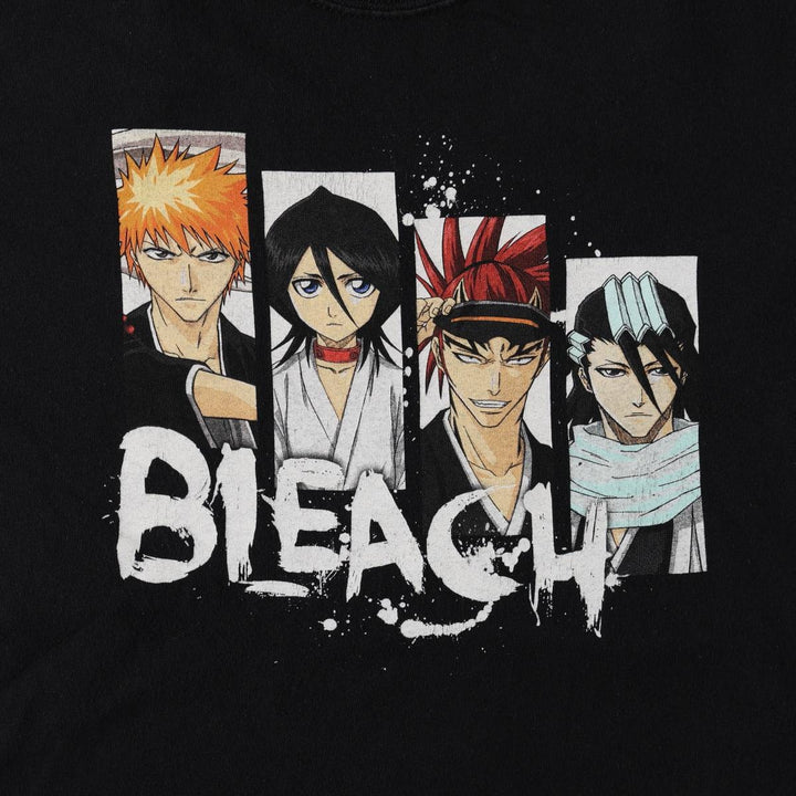 BLEACH Anime Character Print T-Shirt, Men's M Size cotton black type Vintage Second Hand