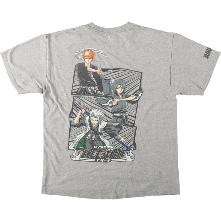 BLEACH Anime Character Print T-Shirt Men's Size L unclear gray type Vintage Second Hand