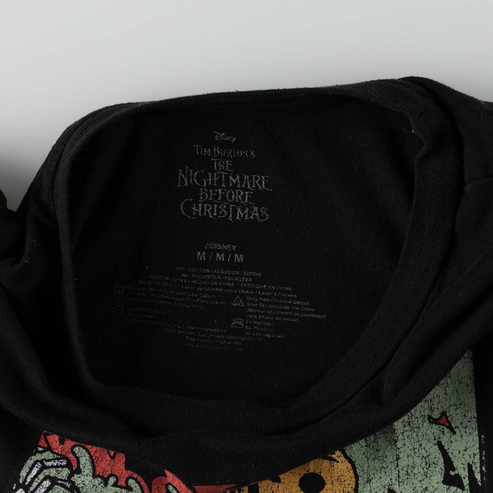 THE NIGHTMARE BEFORE CHRISTMAS Character Print T-Shirt (Men's Size M) cotton black type Vintage Second Hand