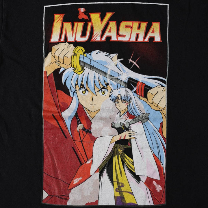 INUYASHA (Inuyasha) Anime Character Print T-Shirt, MEDIUM (Men's Size M) cotton black type Vintage Second Hand