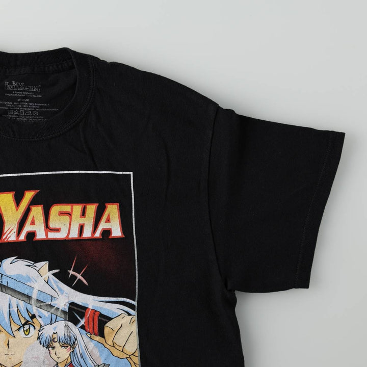 INUYASHA (Inuyasha) Anime Character Print T-Shirt, MEDIUM (Men's Size M) cotton black type Vintage Second Hand