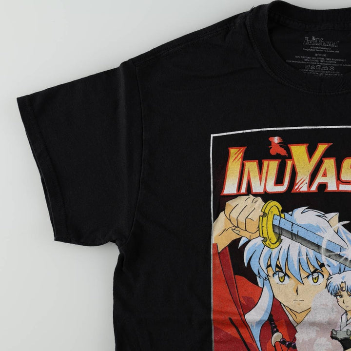 INUYASHA (Inuyasha) Anime Character Print T-Shirt, MEDIUM (Men's Size M) cotton black type Vintage Second Hand