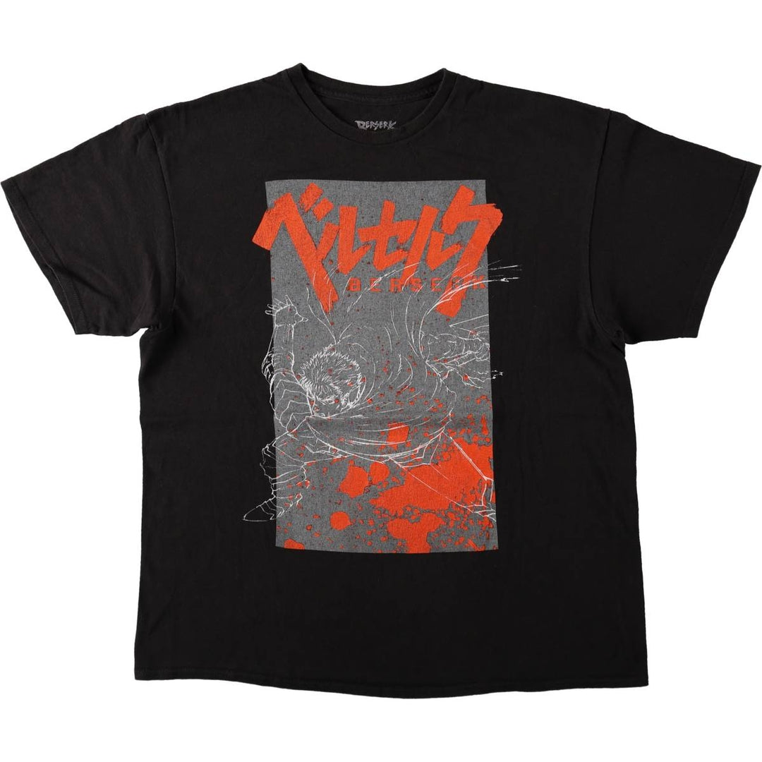 BERSERK Guts Anime Character Print T-Shirt (Men's XL equivalent) cotton black type Vintage Second Hand