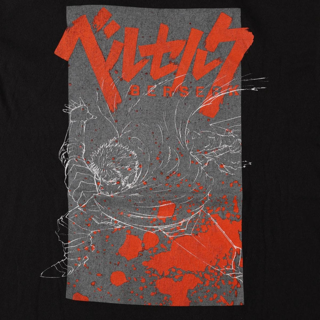 BERSERK Guts Anime Character Print T-Shirt (Men's XL equivalent) cotton black type Vintage Second Hand