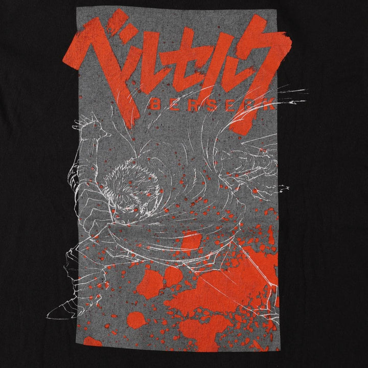 BERSERK Guts Anime Character Print T-Shirt (Men's XL equivalent) cotton black type Vintage Second Hand