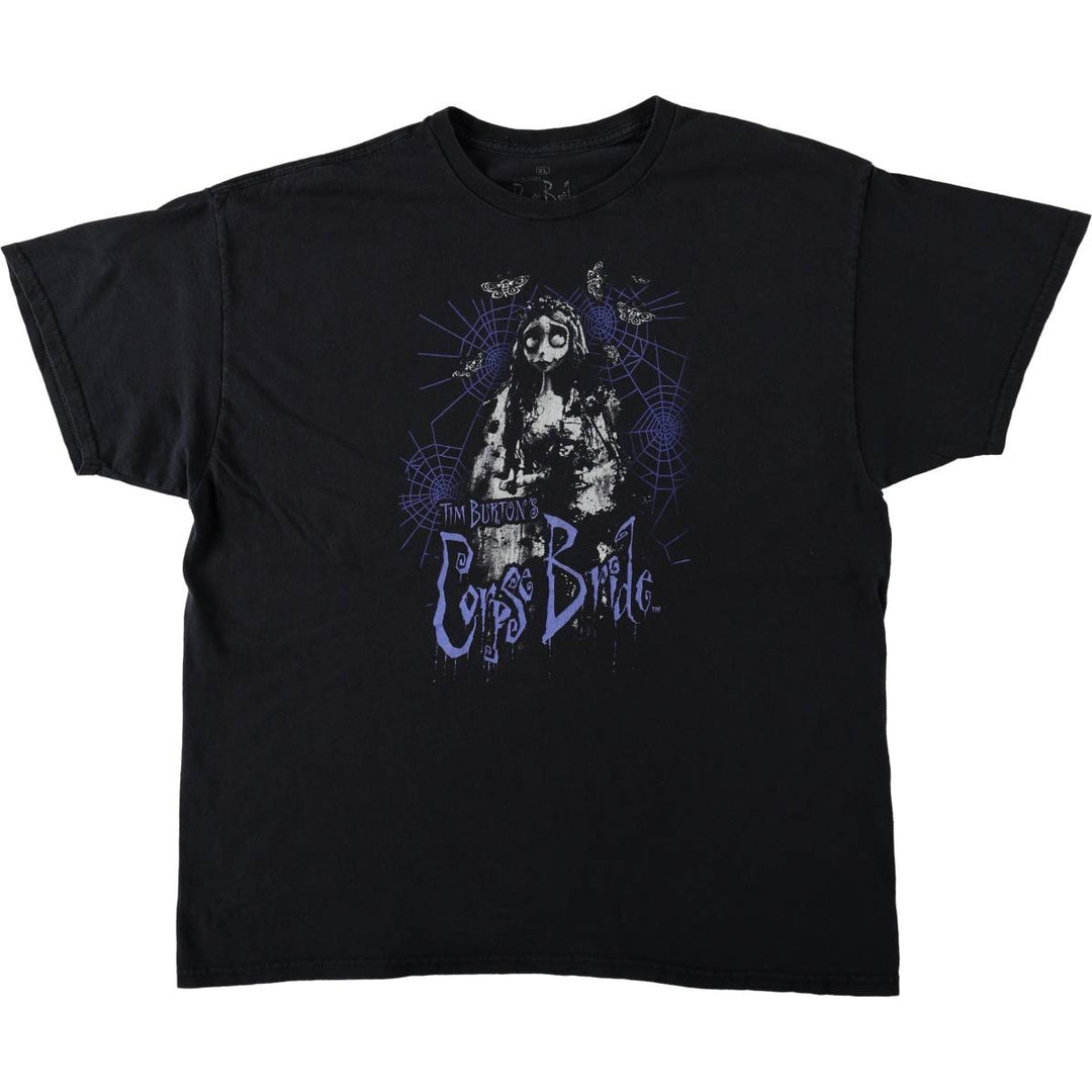 Tim Burton's Corpse Bride Emily Character Print T-Shirt (Men's XL equivalent) cotton black type Vintage Second Hand