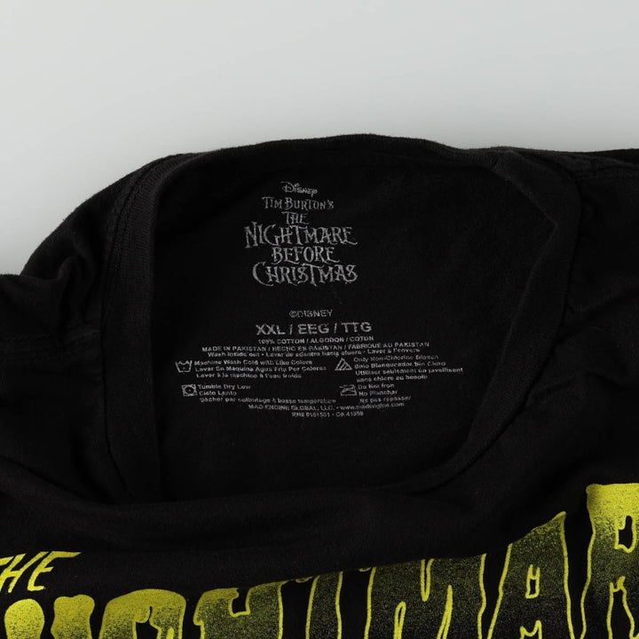 THE NIGHTMARE BEFORE CHRISTMAS Character Print T-Shirt (Men's XXL equivalent) cotton black type Vintage Second Hand