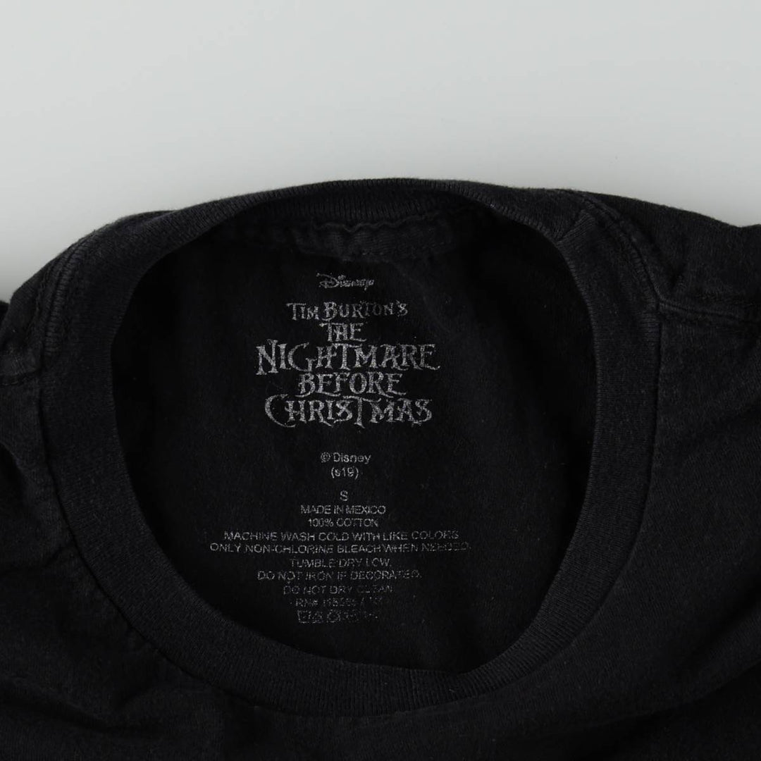 THE NIGHTMARE BEFORE CHRISTMAS Character Print T-Shirt (Men's Size S) cotton black type Vintage Second Hand