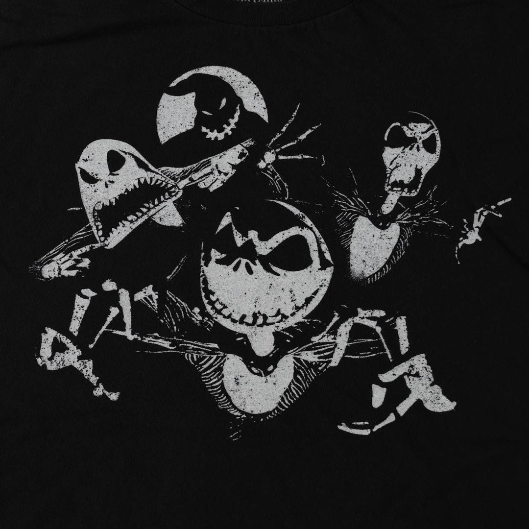 The Nightmare Before Christmas Character Print T-Shirt (Men's Size L) cotton black type Vintage Second Hand