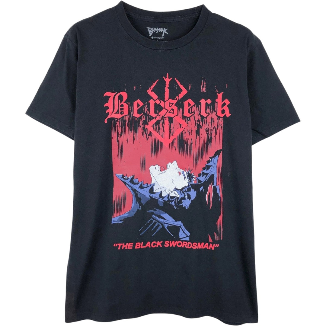 BERSERK Guts Anime Character Print T-Shirt (Men's Size M) cotton black type Vintage Second Hand