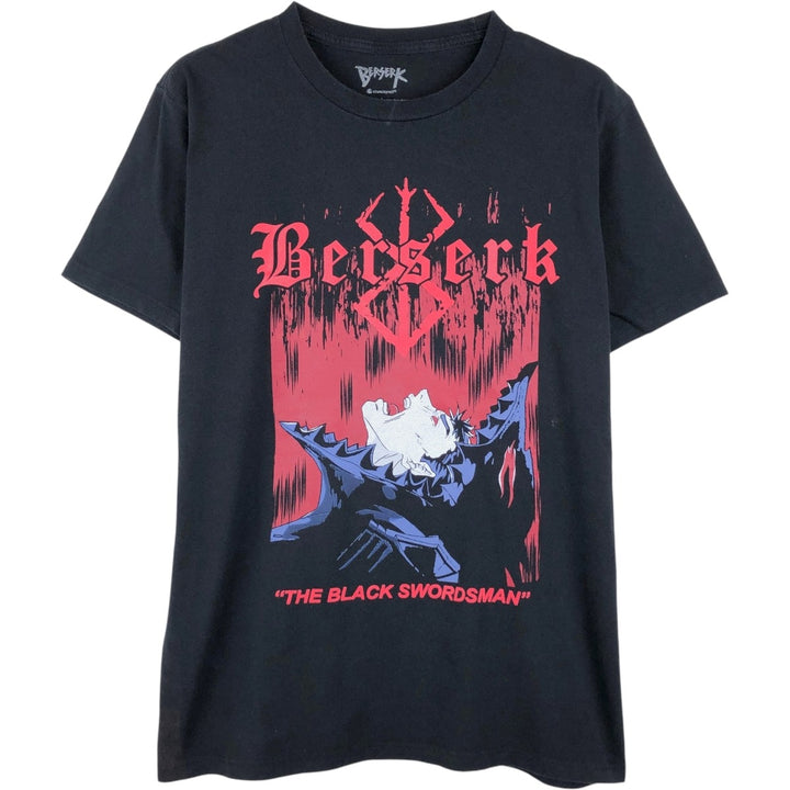 BERSERK Guts Anime Character Print T-Shirt (Men's Size M) cotton black type Vintage Second Hand