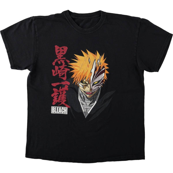 BLEACH Ichigo Kurosaki Anime Character Print T-Shirt Men's L size unclear black type Vintage Second Hand