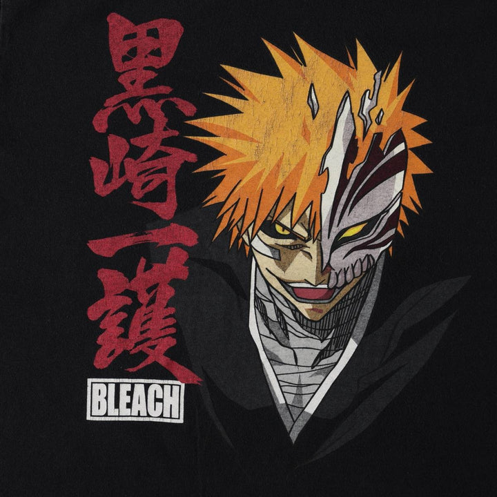 BLEACH Ichigo Kurosaki Anime Character Print T-Shirt Men's L size unclear black type Vintage Second Hand