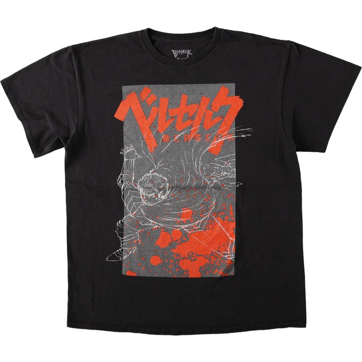 BERSERK Guts Anime Character Print T-Shirt (Men's Size L) cotton black type Vintage Second Hand