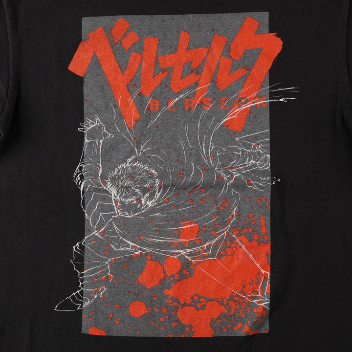 BERSERK Guts Anime Character Print T-Shirt (Men's Size L) cotton black type Vintage Second Hand