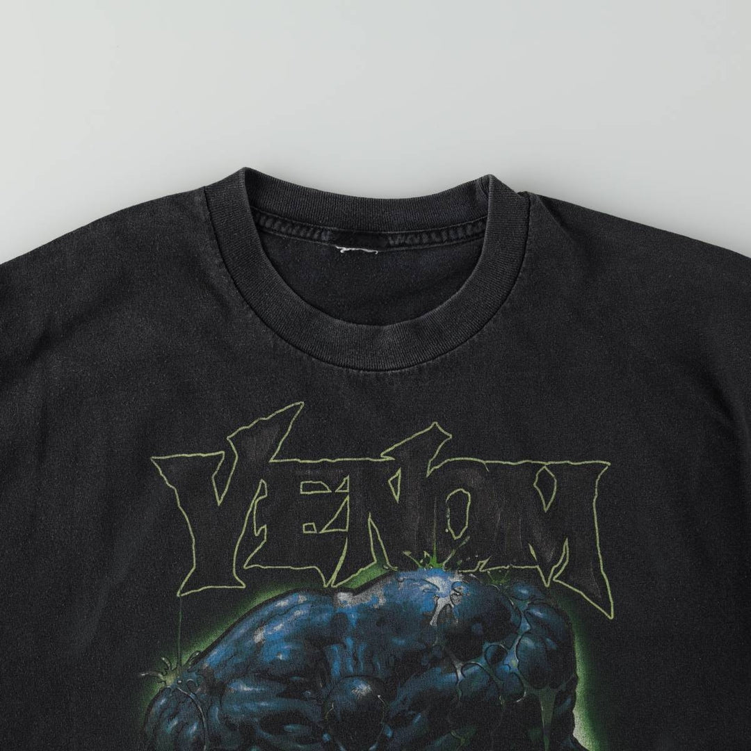 VENOM Venom character print T-shirt Men's L size unclear black type Vintage Second Hand