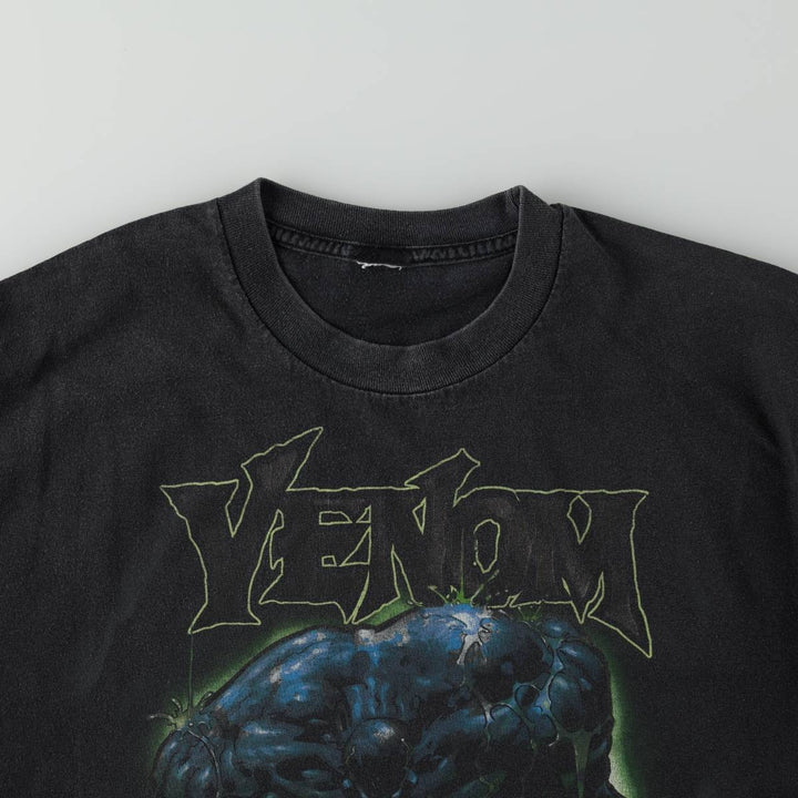 VENOM Venom character print T-shirt Men's L size unclear black type Vintage Second Hand