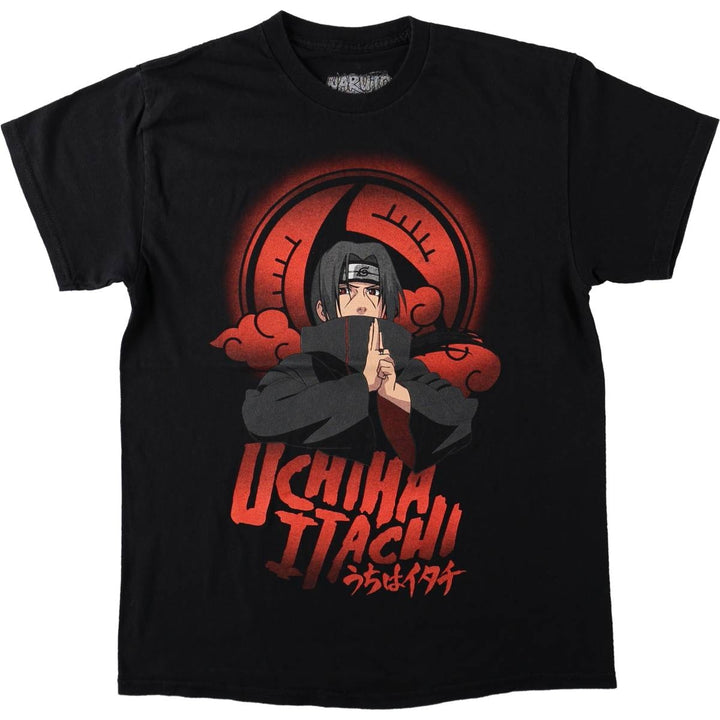 NARUTO SHIPPUDEN Naruto Shippuden Uchiha Itachi Anime Character Print T-Shirt, Men's Size Medium cotton black type Vintage Second Hand