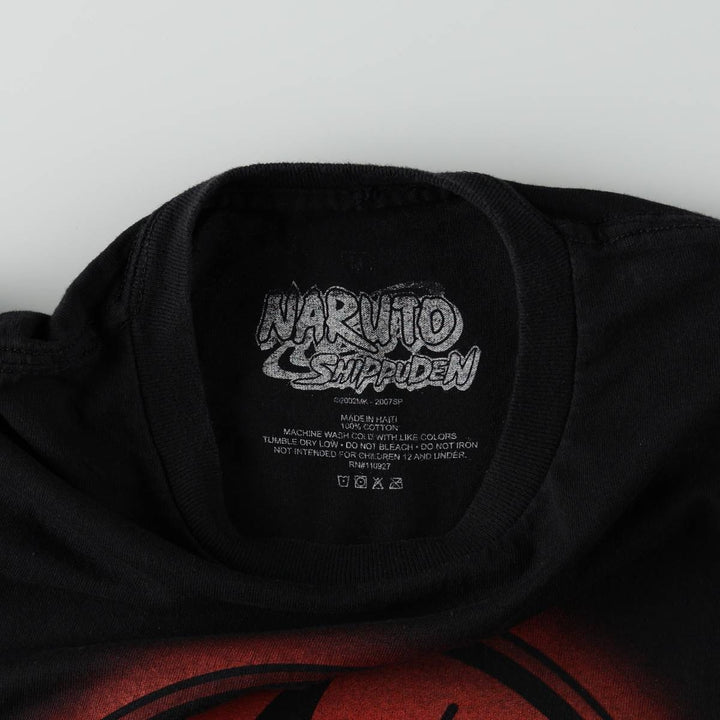 NARUTO SHIPPUDEN Naruto Shippuden Uchiha Itachi Anime Character Print T-Shirt, Men's Size Medium cotton black type Vintage Second Hand