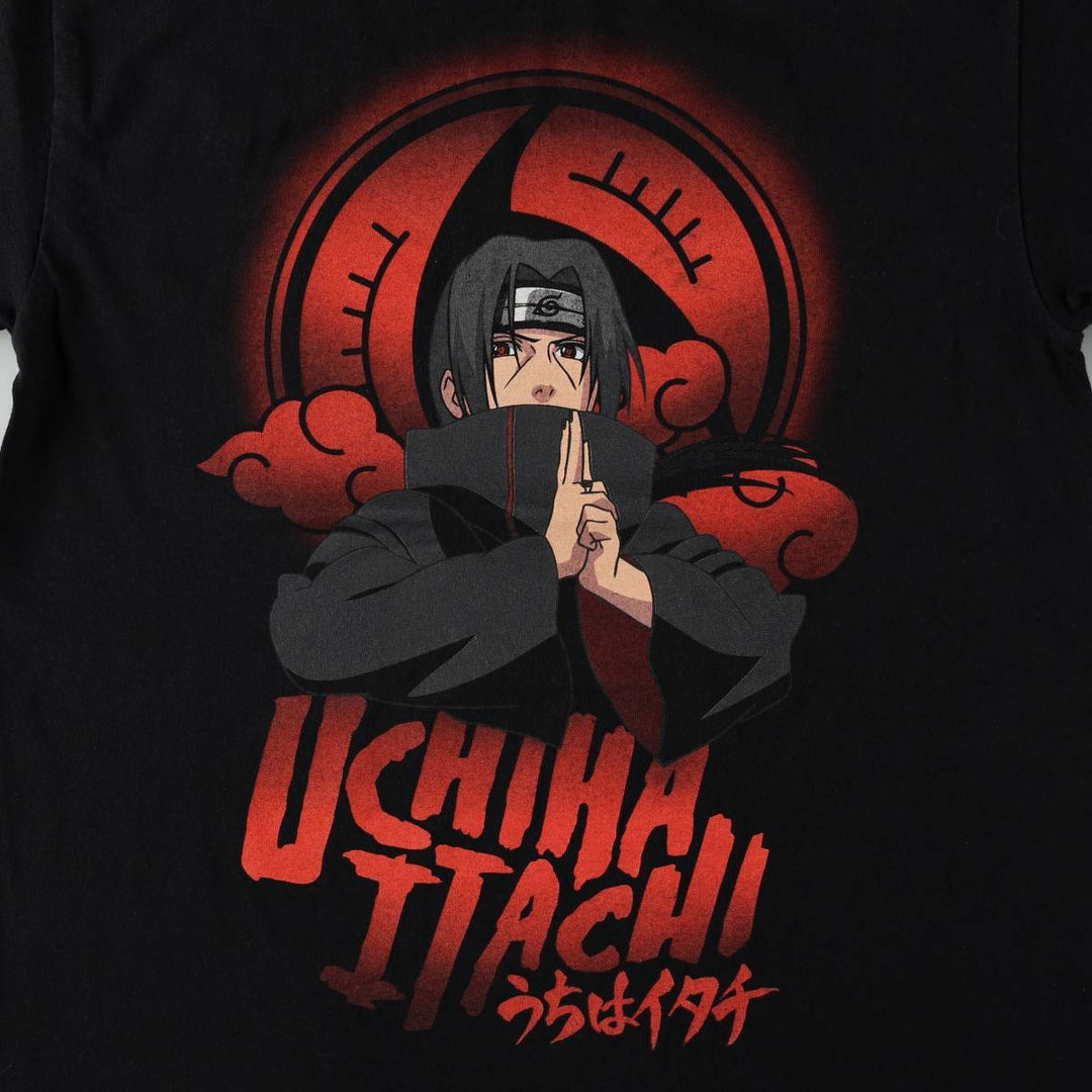 NARUTO SHIPPUDEN Naruto Shippuden Uchiha Itachi Anime Character Print T-Shirt, Men's Size Medium cotton black type Vintage Second Hand