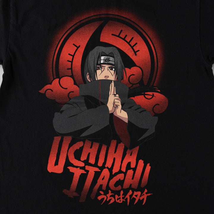 NARUTO SHIPPUDEN Naruto Shippuden Uchiha Itachi Anime Character Print T-Shirt, Men's Size Medium cotton black type Vintage Second Hand
