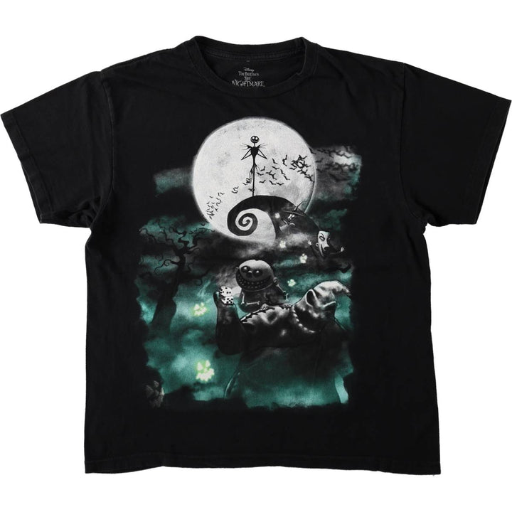 THE NIGHTMARE BEFORE CHRISTMAS Character Print T-Shirt (Men's Size M) cotton black type Vintage Second Hand
