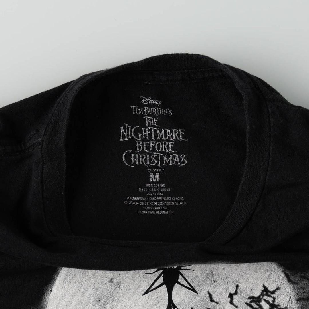 THE NIGHTMARE BEFORE CHRISTMAS Character Print T-Shirt (Men's Size M) cotton black type Vintage Second Hand