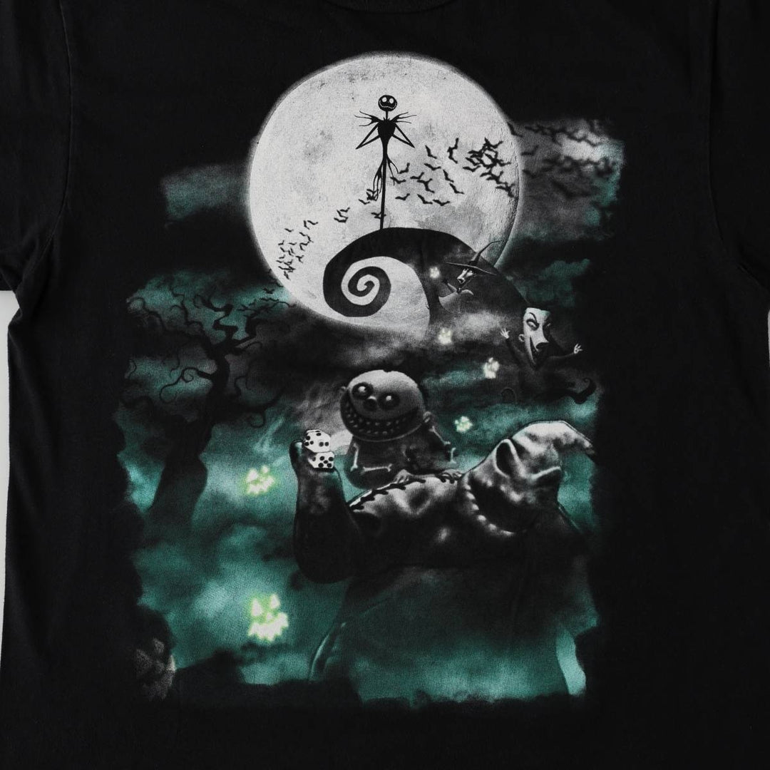 THE NIGHTMARE BEFORE CHRISTMAS Character Print T-Shirt (Men's Size M) cotton black type Vintage Second Hand