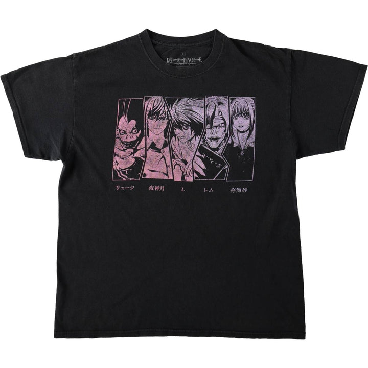 DEATH NOTE Anime Character Print T-Shirt Men's Size L cotton black type Vintage Second Hand