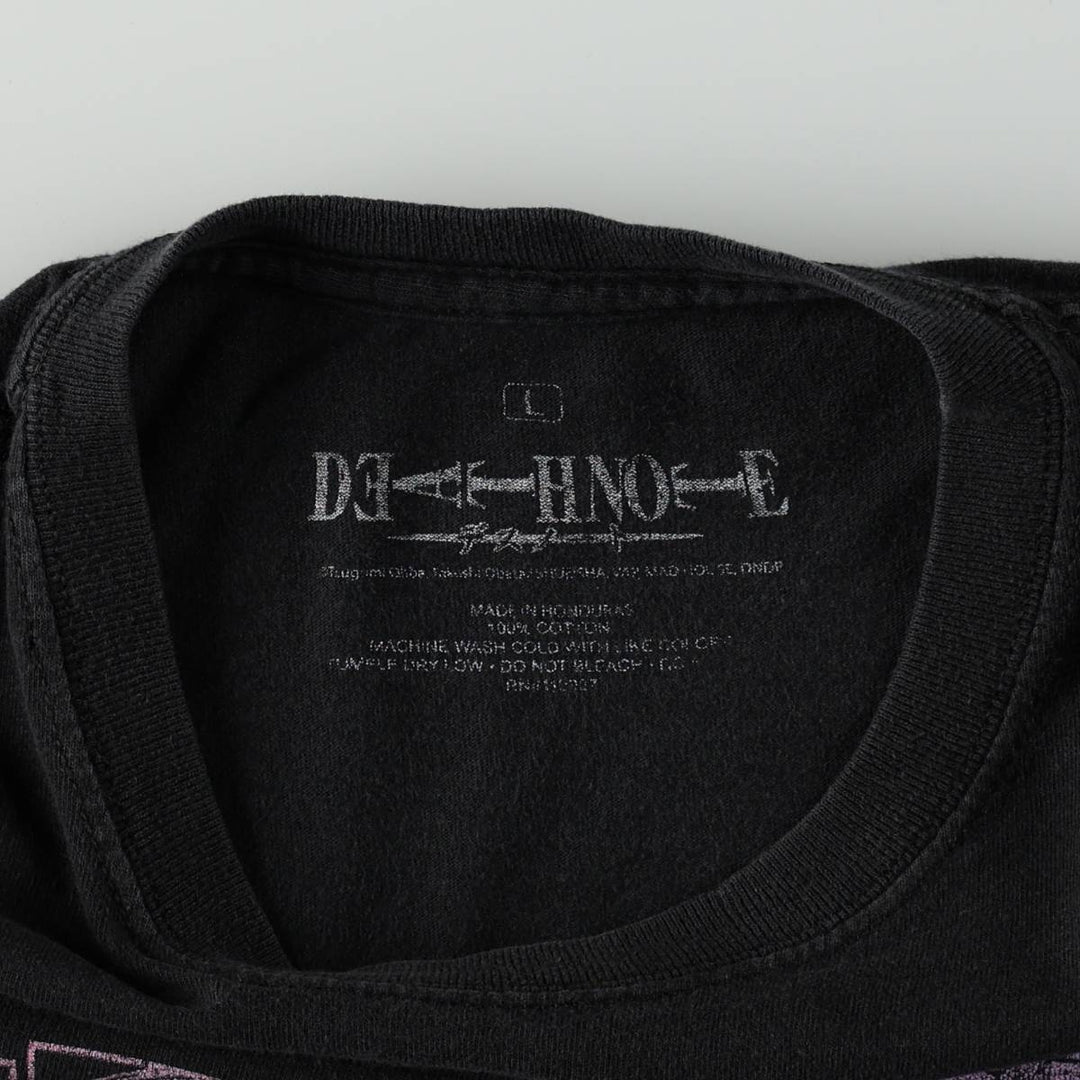 DEATH NOTE Anime Character Print T-Shirt Men's Size L cotton black type Vintage Second Hand