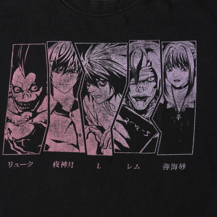 DEATH NOTE Anime Character Print T-Shirt Men's Size L cotton black type Vintage Second Hand