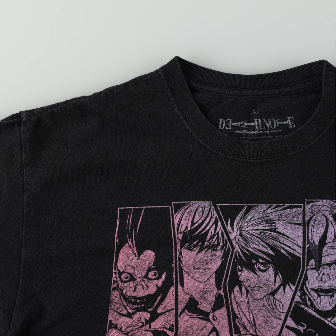 DEATH NOTE Anime Character Print T-Shirt Men's Size L cotton black type Vintage Second Hand