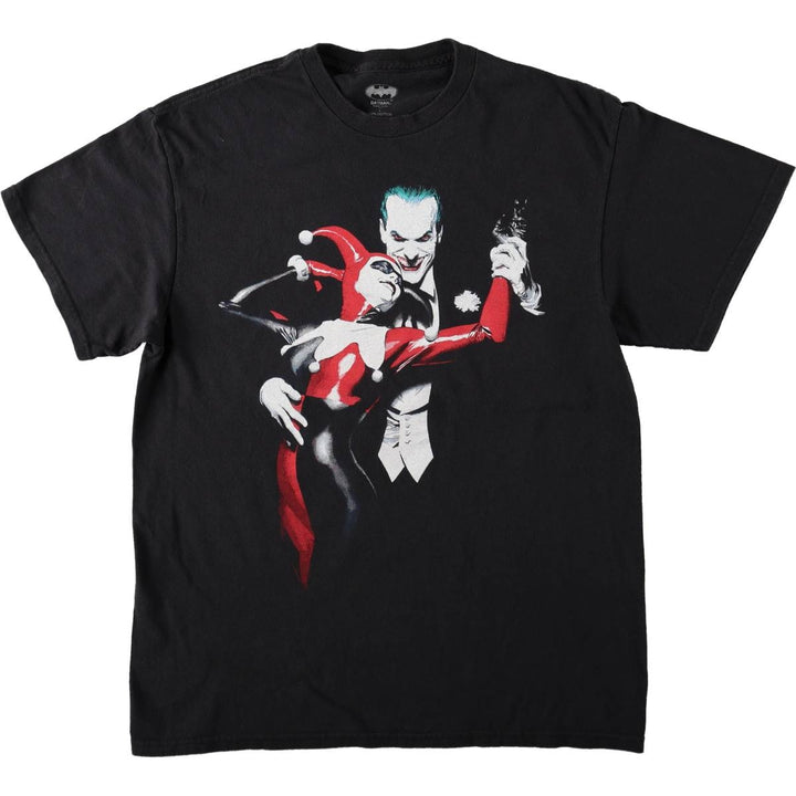 BATMAN Joker Harley Quinn Character Print T-Shirt (Men's Size L) cotton black type Vintage Second Hand