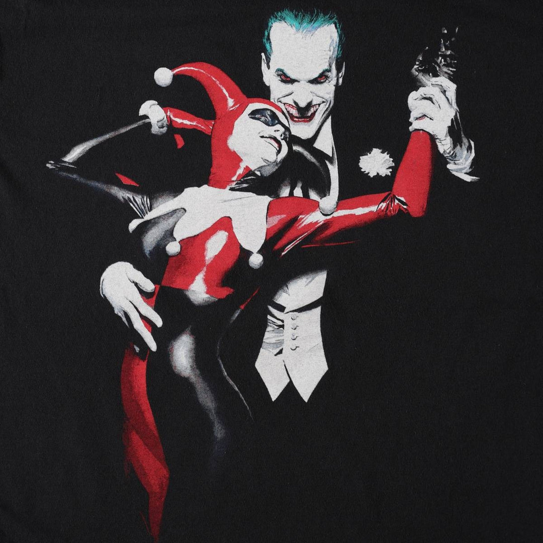 BATMAN Joker Harley Quinn Character Print T-Shirt (Men's Size L) cotton black type Vintage Second Hand