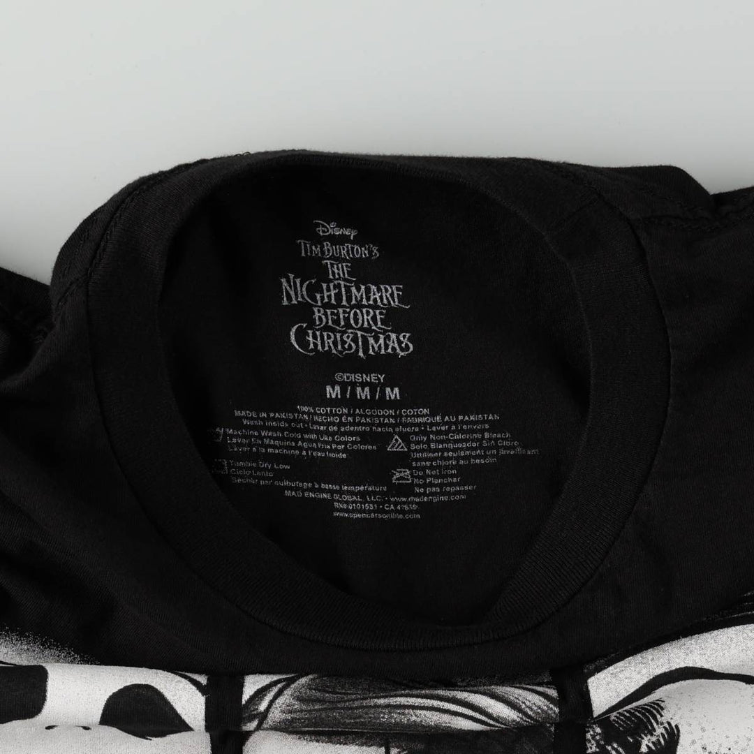 The Nightmare Before Christmas Character Print T-Shirt (Men's Size M) cotton black type Vintage Second Hand