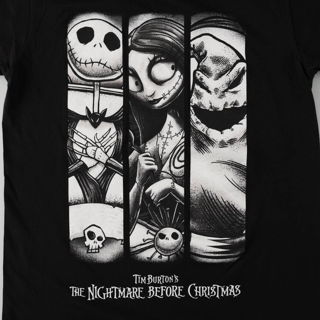 The Nightmare Before Christmas Character Print T-Shirt (Men's Size M) cotton black type Vintage Second Hand