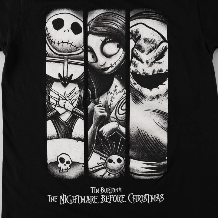 The Nightmare Before Christmas Character Print T-Shirt (Men's Size M) cotton black type Vintage Second Hand