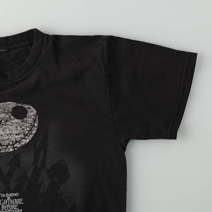 THE NIGHTMARE BEFORE CHRISTMAS Character Print T-Shirt (Men's Size S) unclear black type Vintage Second Hand