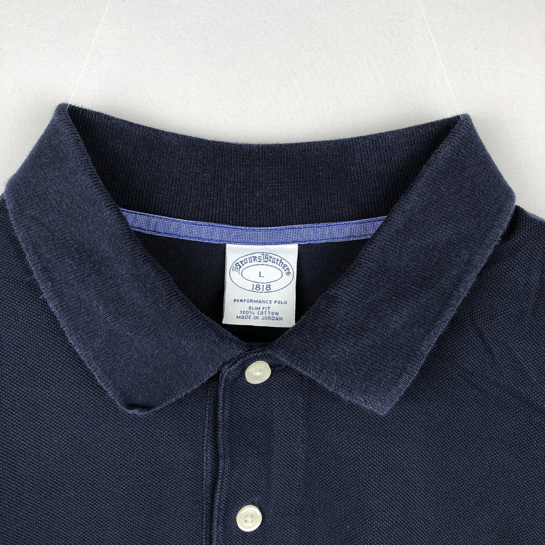 Brooks Brothers 1818 One-Point Long-Sleeve Polo Shirt, Men's Size L (approx.) cotton black type Vintage Second Hand