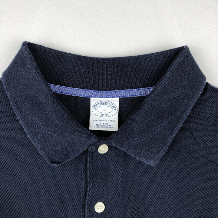 Brooks Brothers 1818 One-Point Long-Sleeve Polo Shirt, Men's Size L (approx.) cotton black type Vintage Second Hand