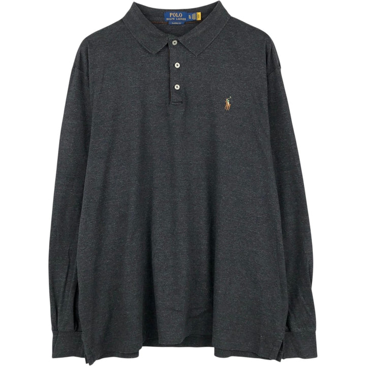 Ralph Lauren POLO RALPH LAUREN Long Sleeve Polo Shirt Men's XL cotton Charcoal Vintage Second Hand