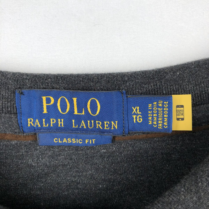 Ralph Lauren POLO RALPH LAUREN Long Sleeve Polo Shirt Men's XL cotton Charcoal Vintage Second Hand