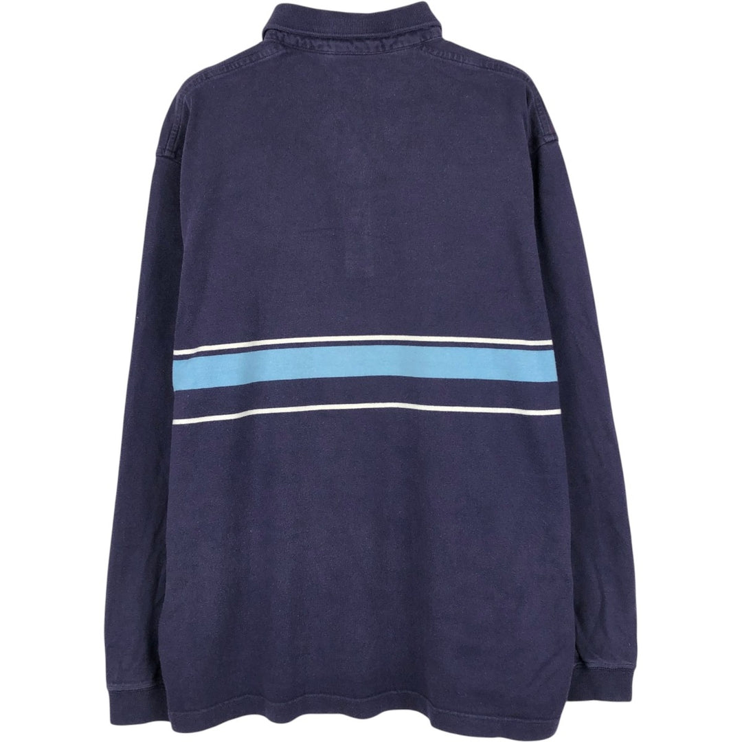 Lacoste striped long-sleeved polo shirt, men's size M (approx.) cotton navy blue type Vintage Second Hand