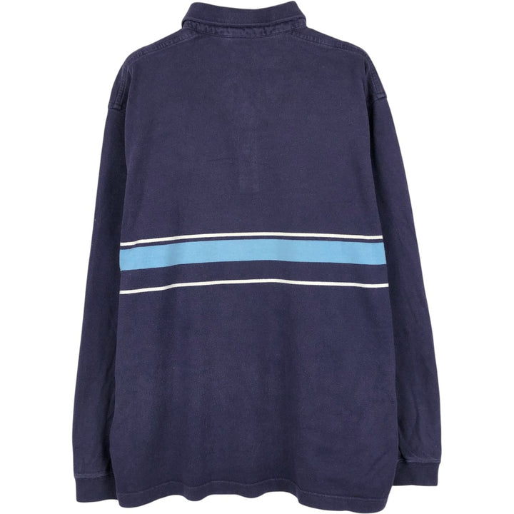 Lacoste striped long-sleeved polo shirt, men's size M (approx.) cotton navy blue type Vintage Second Hand