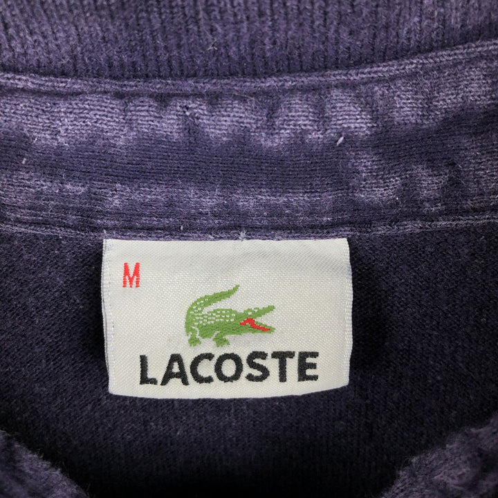 Lacoste striped long-sleeved polo shirt, men's size M (approx.) cotton navy blue type Vintage Second Hand