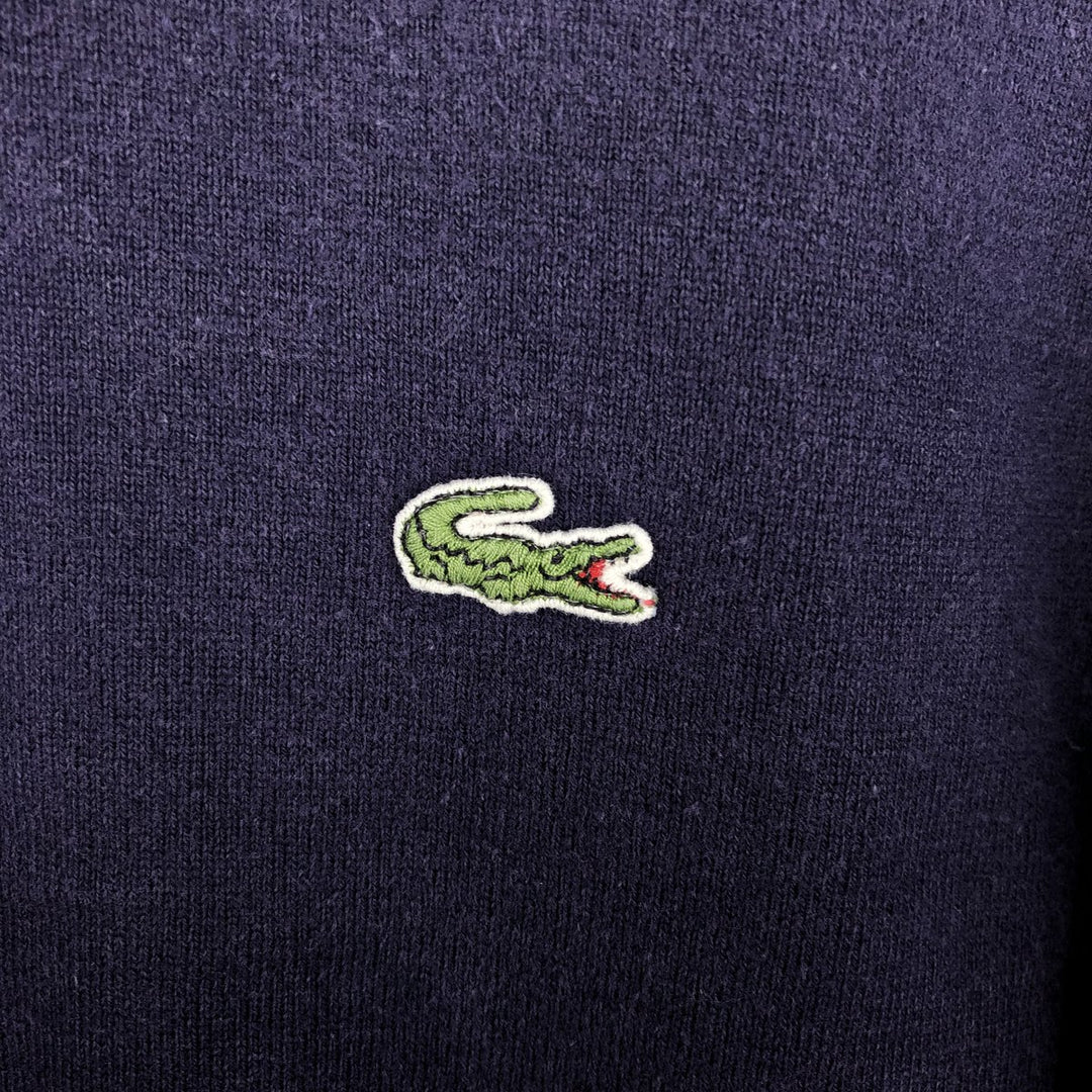 Lacoste striped long-sleeved polo shirt, men's size M (approx.) cotton navy blue type Vintage Second Hand
