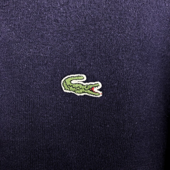 Lacoste striped long-sleeved polo shirt, men's size M (approx.) cotton navy blue type Vintage Second Hand