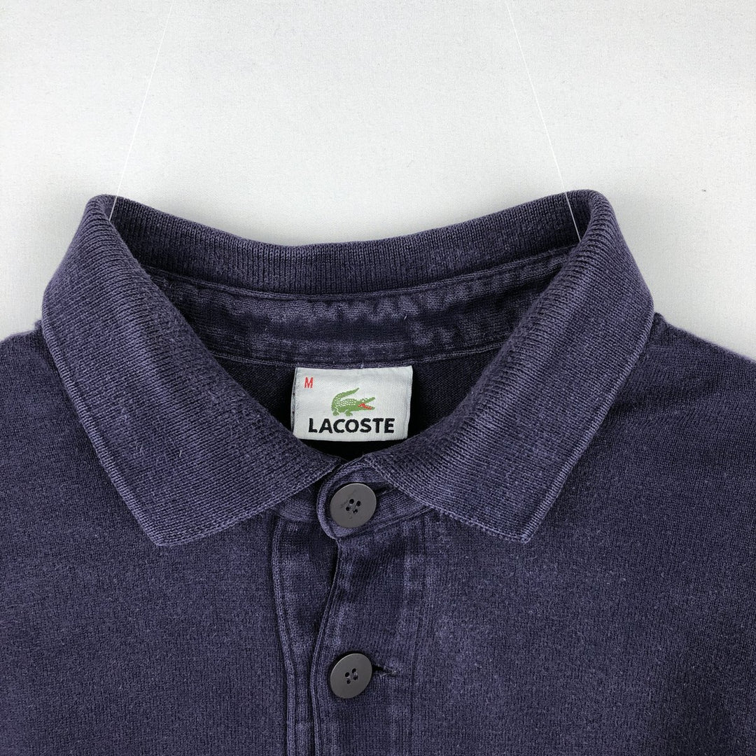 Lacoste striped long-sleeved polo shirt, men's size M (approx.) cotton navy blue type Vintage Second Hand
